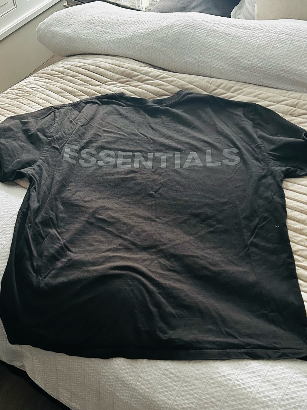 ESSENTIALS Men's Charcoal/Black Logo T-Shirt